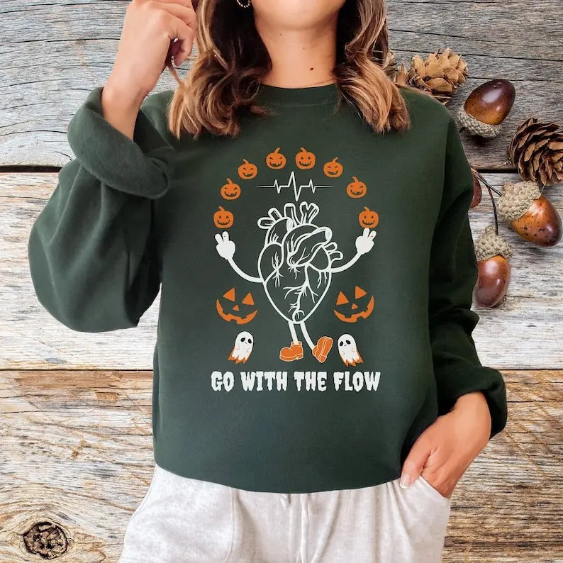 Heart Anatomy Halloween Anatomical Spooky Ghost Nurse - Adult & Kids T-Shirts, Sweatshirts & Hoodies apparel design preview 1