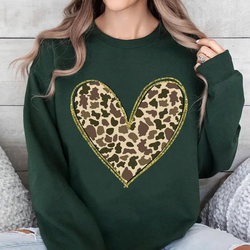 Heart Camoflage Camo Hunting Valentine Wife Mom - Adult & Kids T-Shirts, Sweatshirts & Hoodies apparel design preview 1