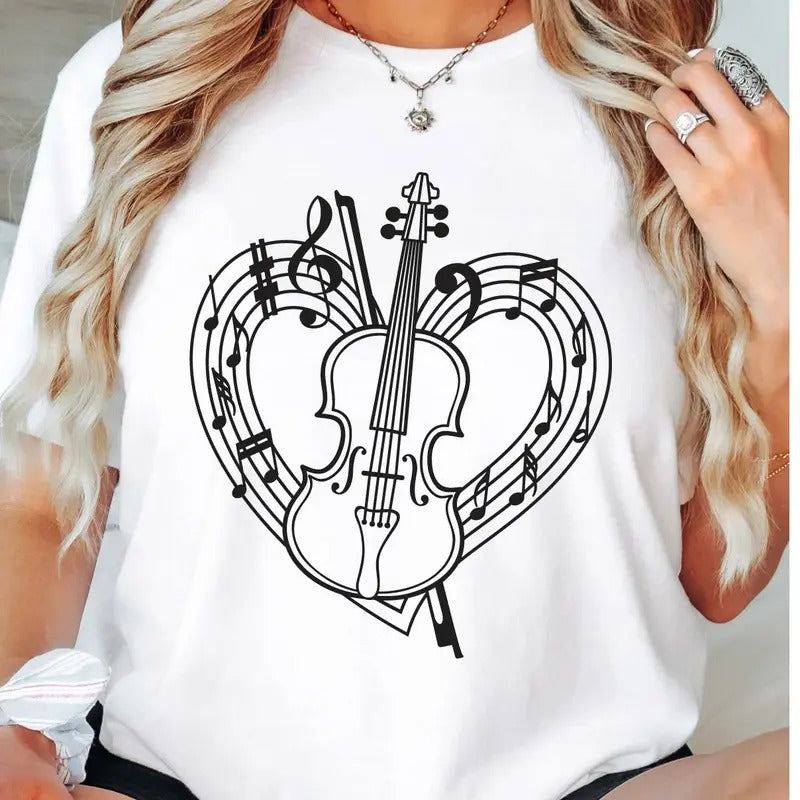 Heart Violin Cute Violinist Player Classical Music - Adult & Kids T-Shirts, Sweatshirts & Hoodies apparel design preview 1