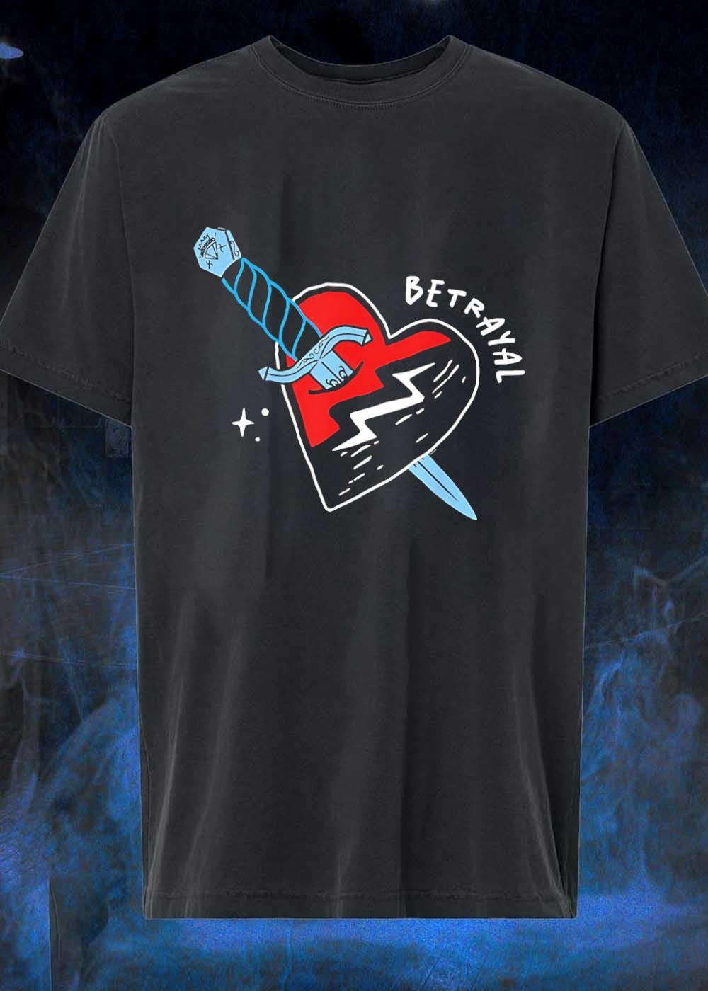 Heart with sword and Betrayal quote - Adult & Kids T-Shirts, Sweatshirts & Hoodies apparel design preview 1