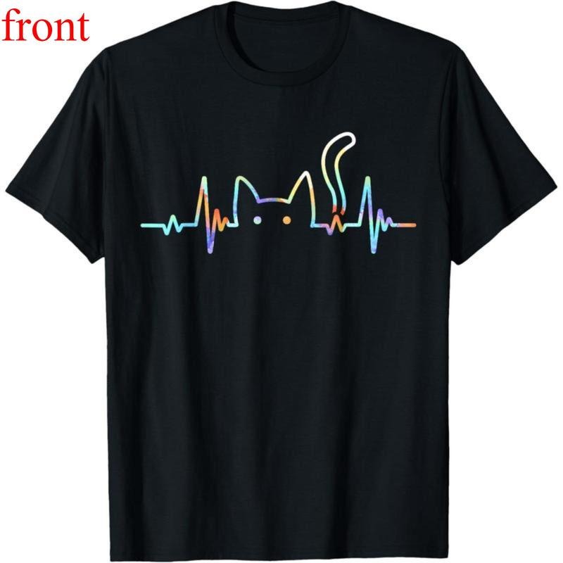 Heartbeat Cat Lover Animal Silhouette Cute - Adult & Kids T-Shirts, Sweatshirts & Hoodies apparel design preview 1
