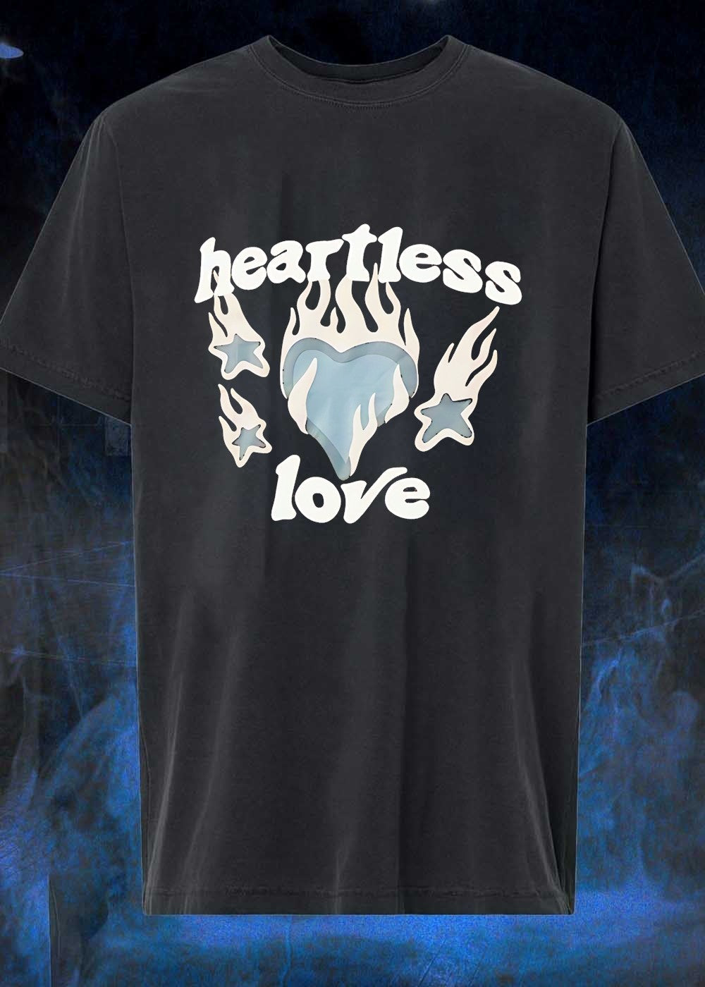 Heartless Love Flaming Heart and Stars Graphic - Adult & Kids T-Shirts, Sweatshirts & Hoodies apparel design preview 1