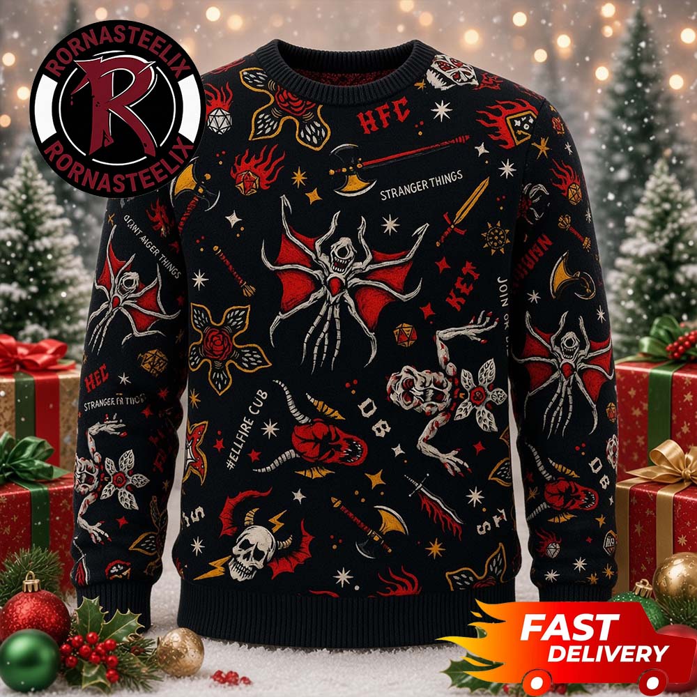 Hellfire Club Demogorgon Mind Flayer Stranger Things Ugly Christmas Sweater - Gift Idea product image