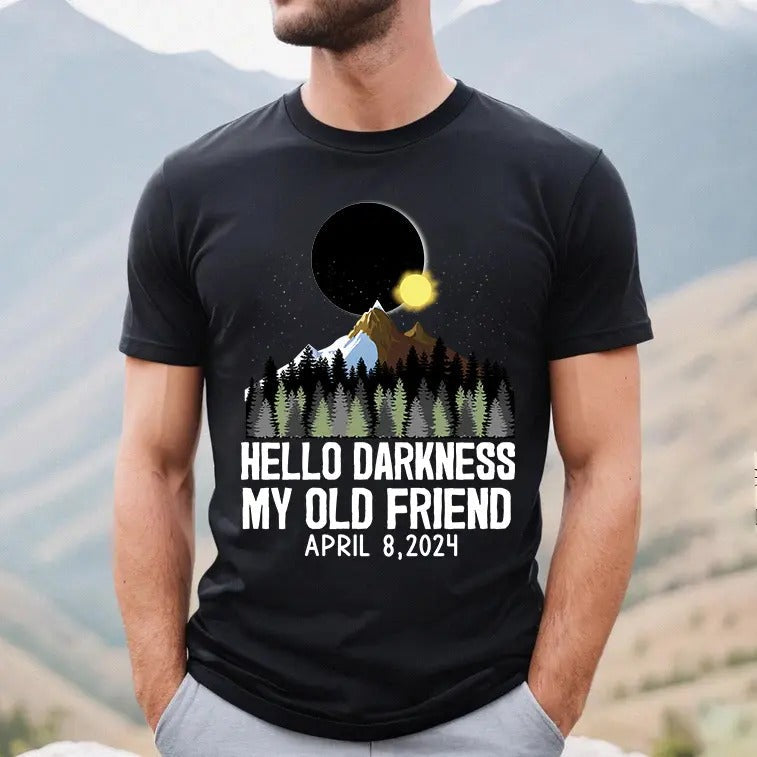 Hello Darkness My Old Friend April 8 2024 Total Solar - Adult & Kids T-Shirts, Sweatshirts & Hoodies apparel design preview 1