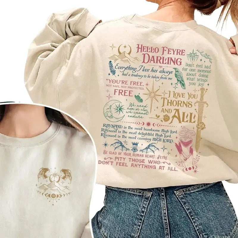 Hello Feyre Darling Double Sides Acotar Fan Velaris - Adult & Kids T-Shirts, Sweatshirts & Hoodies apparel design preview 1