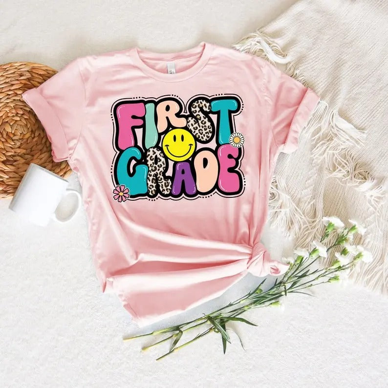 Hello First Grade Back School Rainbow Teacher 1st - Adult & Kids T-Shirts, Sweatshirts & Hoodies apparel design preview 1