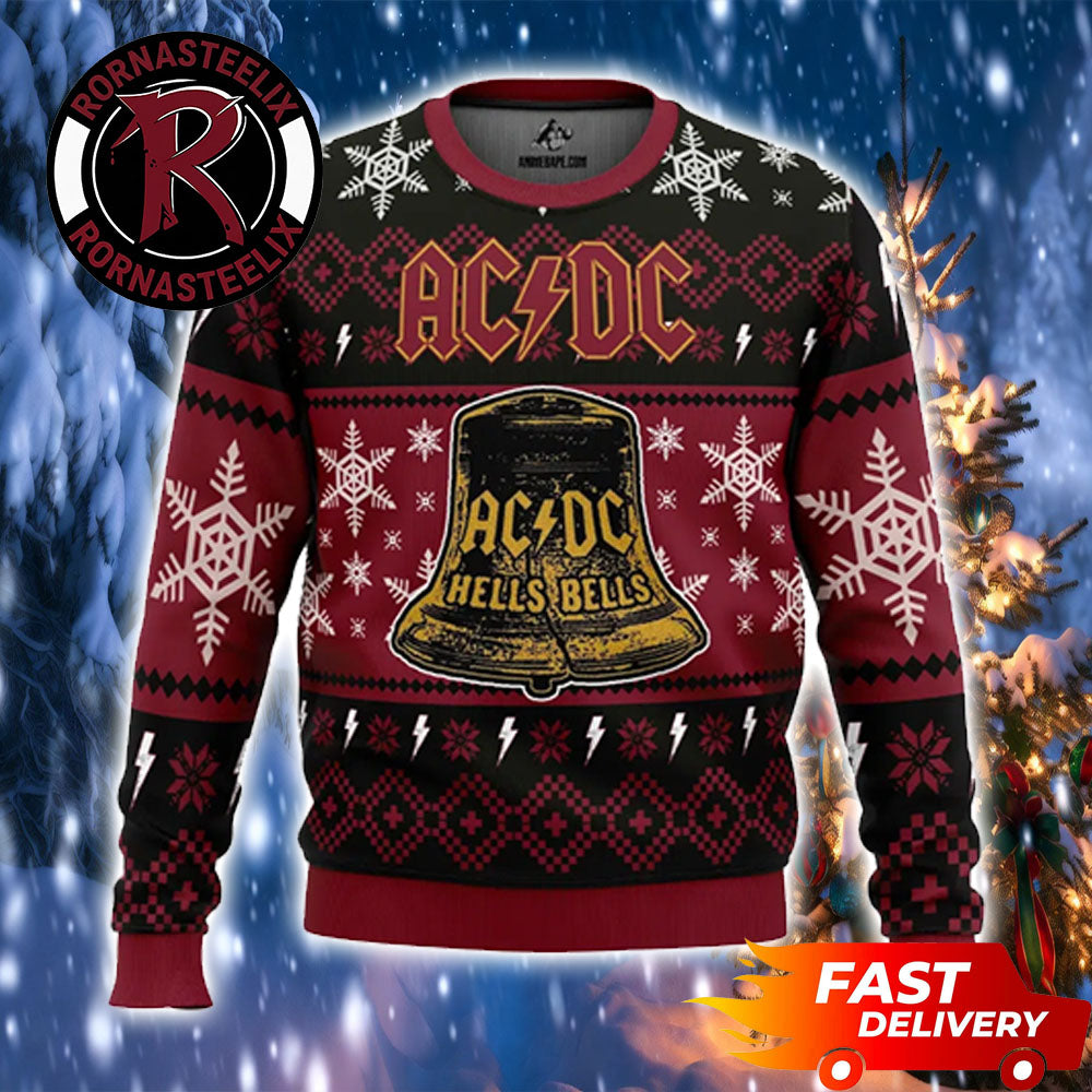 Hells Bells Pwr Up Tour ACDC Ugly Christmas Sweater - Gift Idea product image