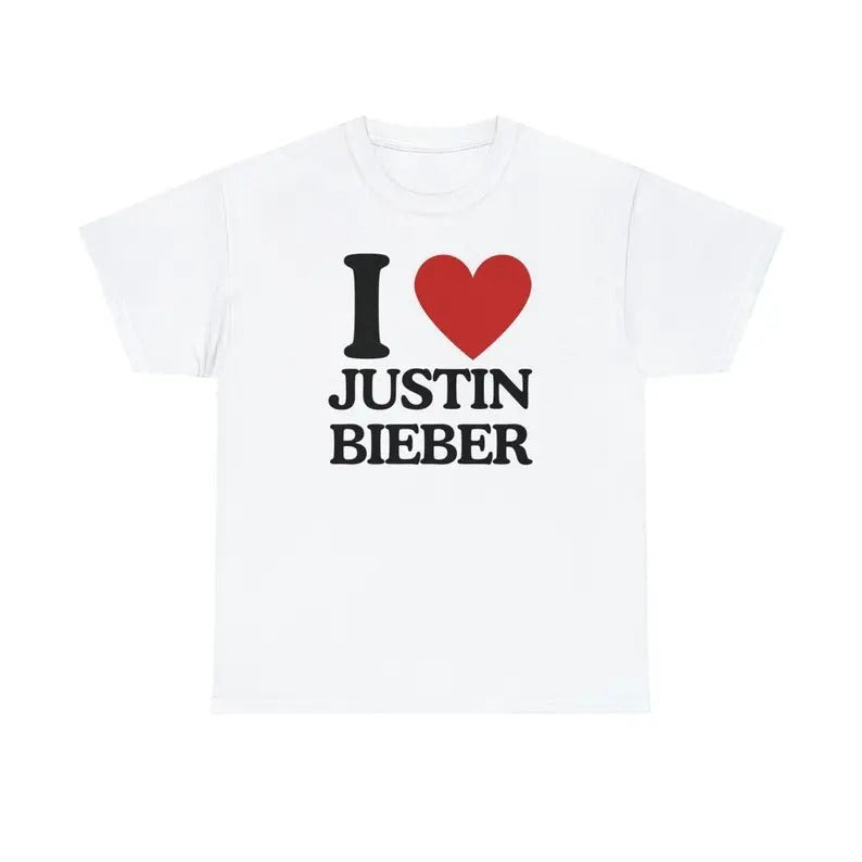 I Love Justin Bieber Trending Him Her Fan Cotton Top - Adult & Kids T-Shirts, Sweatshirts & Hoodies apparel design preview 1
