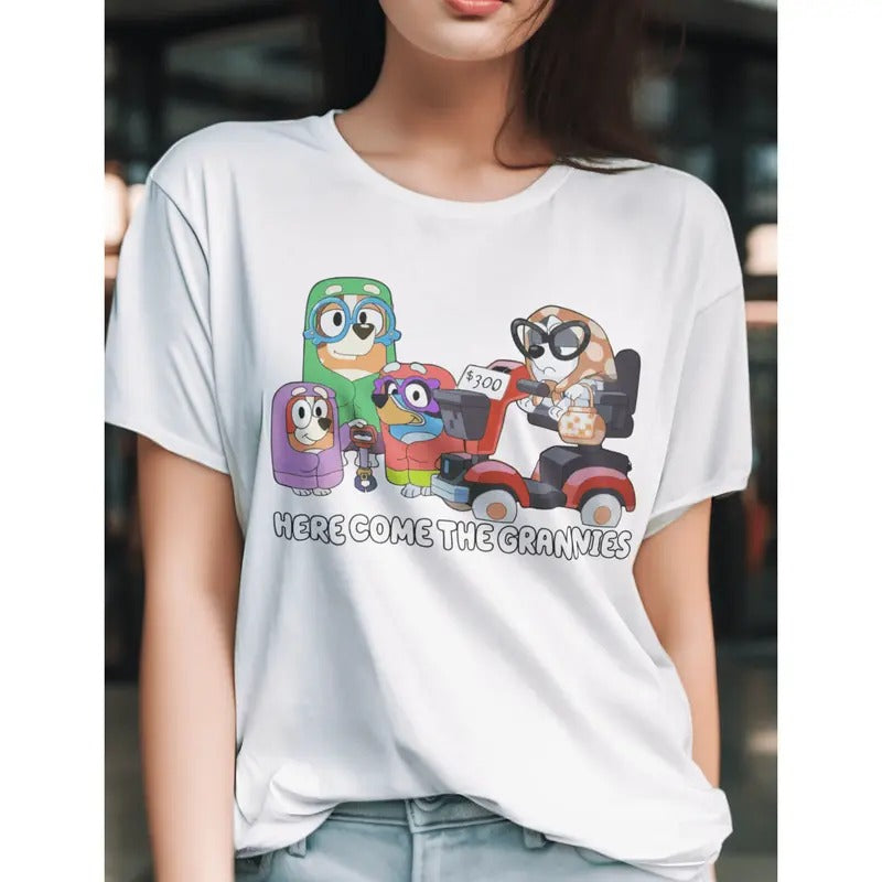 Here Come Grannies Bluey Funny Teeshirt Summer Cool - Adult & Kids T-Shirts, Sweatshirts & Hoodies apparel design preview 1