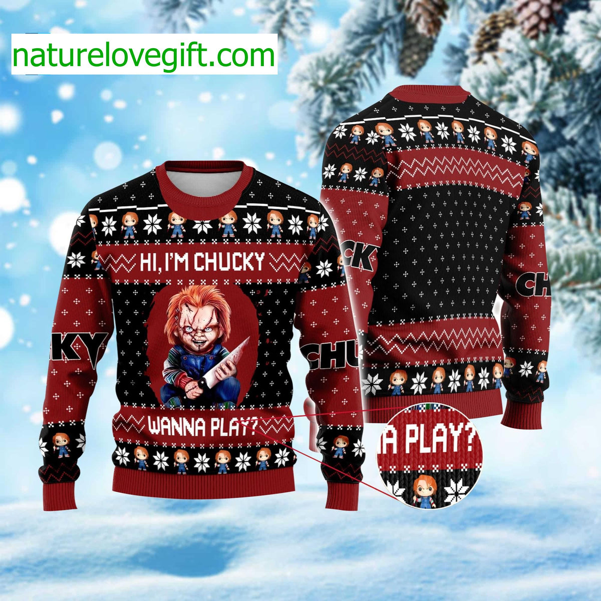 Hi I’m Chucky Wanna Play Ugly Christmas Sweater - Holiday Gift product image