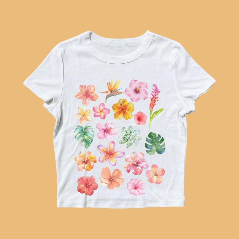 Hibiscus Flower Baby Vintage Collage Seashell Coastal - Adult & Kids T-Shirts, Sweatshirts & Hoodies apparel design preview 1