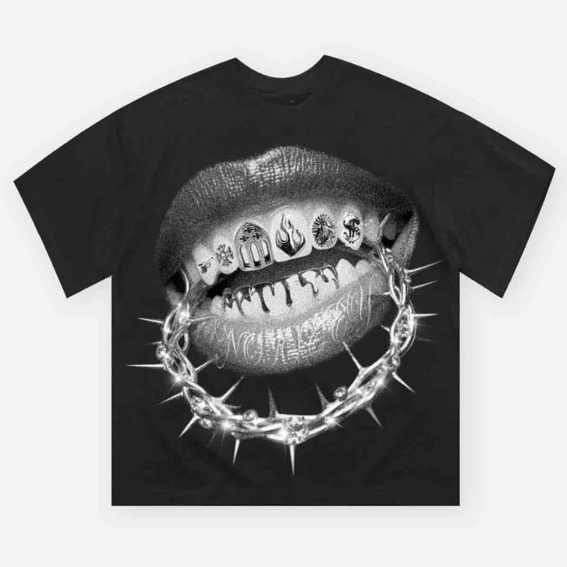 High Quality Thorn Crown Lips Print Vintage Y2k - Adult & Kids T-Shirts, Sweatshirts & Hoodies apparel design preview 1