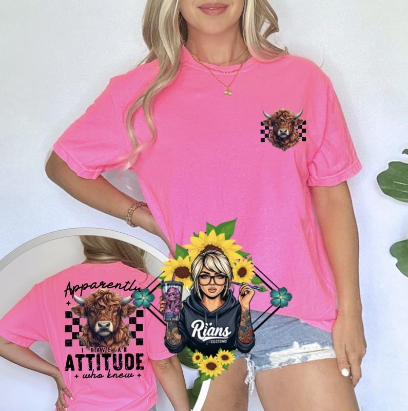 Highland Fluffy Cow Apparently I Have Attitude - Adult & Kids T-Shirts, Sweatshirts & Hoodies apparel design preview 1