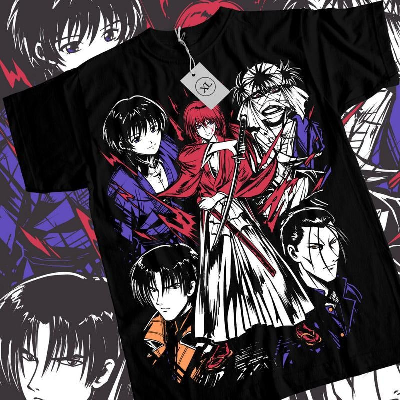Himura Kenshin Anime Rurouni Main Characters Manga - Adult & Kids T-Shirts, Sweatshirts & Hoodies apparel design preview 1