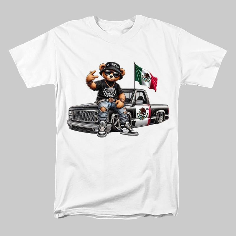 Hip Hop Mexican Bear Teddy Mexico Flag Cool Pick Up - Adult & Kids T-Shirts, Sweatshirts & Hoodies apparel design preview 1