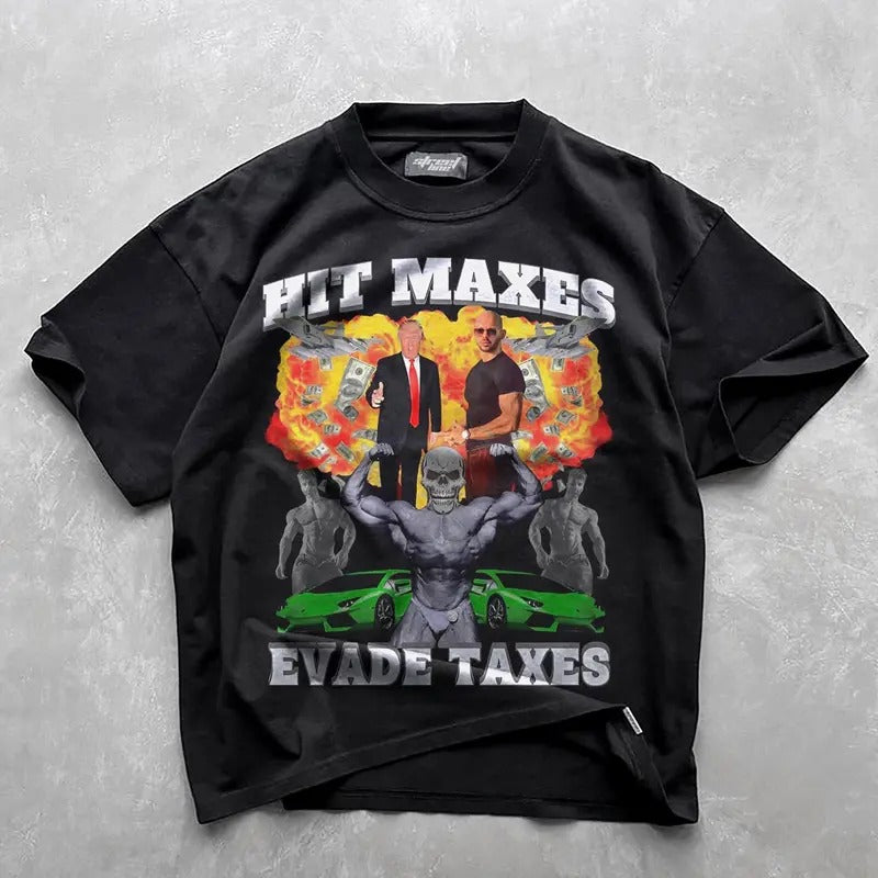 Hit Maxes Evade Taxes Meme Gym Sigma Funny Pump Cover - Adult & Kids T-Shirts, Sweatshirts & Hoodies apparel design preview 1