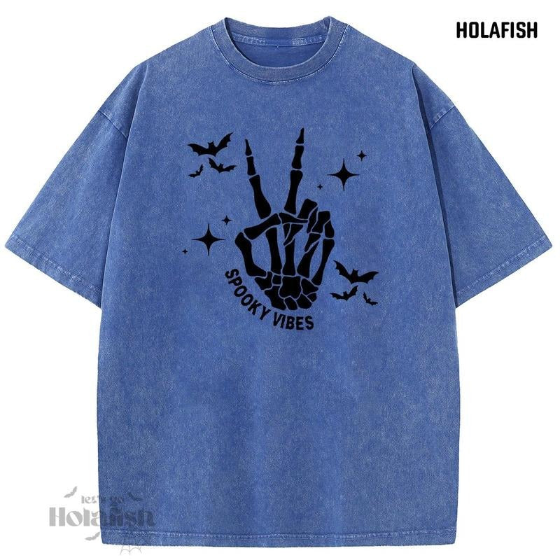 Holafish Acid Washed "Black Skeleton Hand "Print - Adult & Kids T-Shirts, Sweatshirts & Hoodies apparel design preview 1
