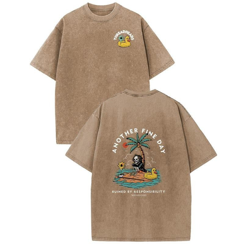 Holafish Acid Washed Another Fine Day Print Casual - Adult & Kids T-Shirts, Sweatshirts & Hoodies apparel design preview 1