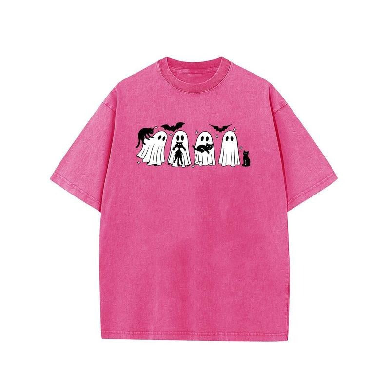 Holafish Acid Washed Cute Ghosts Holding Cats - Adult & Kids T-Shirts, Sweatshirts & Hoodies apparel design preview 1