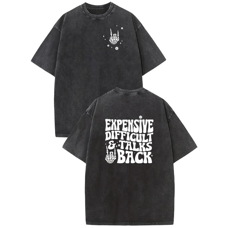 Holafish Acid Washed Talks Back Print Casual Half - Adult & Kids T-Shirts, Sweatshirts & Hoodies apparel design preview 1