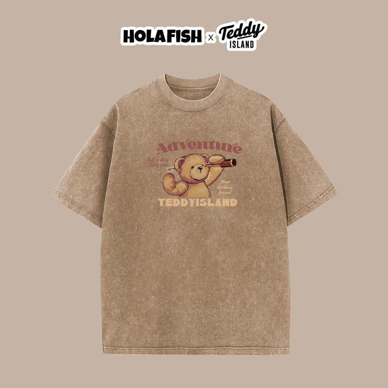 Holafish Acid Washed Teddy Adventure Print Casual - Adult & Kids T-Shirts, Sweatshirts & Hoodies apparel design preview 1