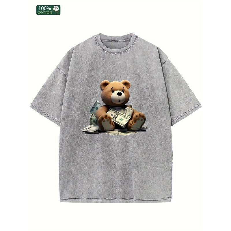 Holafish Bear Acid Washed Vintage Short Sleeve Cotton - Adult & Kids T-Shirts, Sweatshirts & Hoodies apparel design preview 1