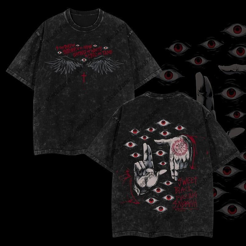 Holafish EYES Print Cotton Acid Wash Vintage - Adult & Kids T-Shirts, Sweatshirts & Hoodies apparel design preview 1