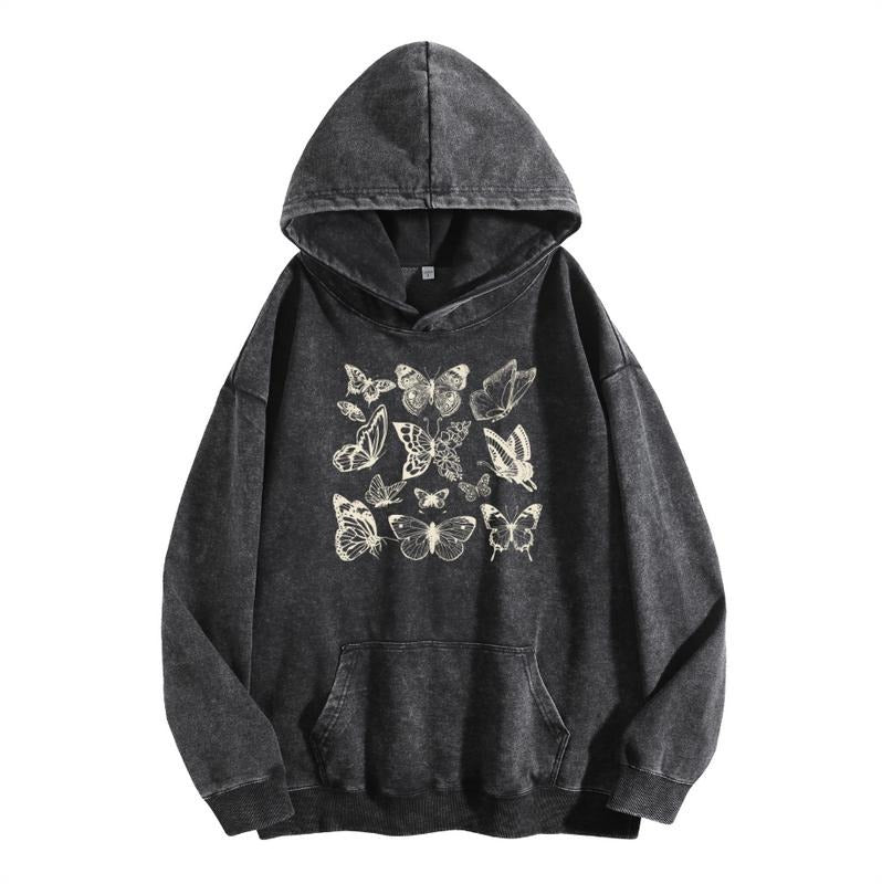 Holafish Butterfly Print Acid Wash Vintage Loose Fit - Adult & Kids T-Shirts, Sweatshirts & Hoodies apparel design preview 1