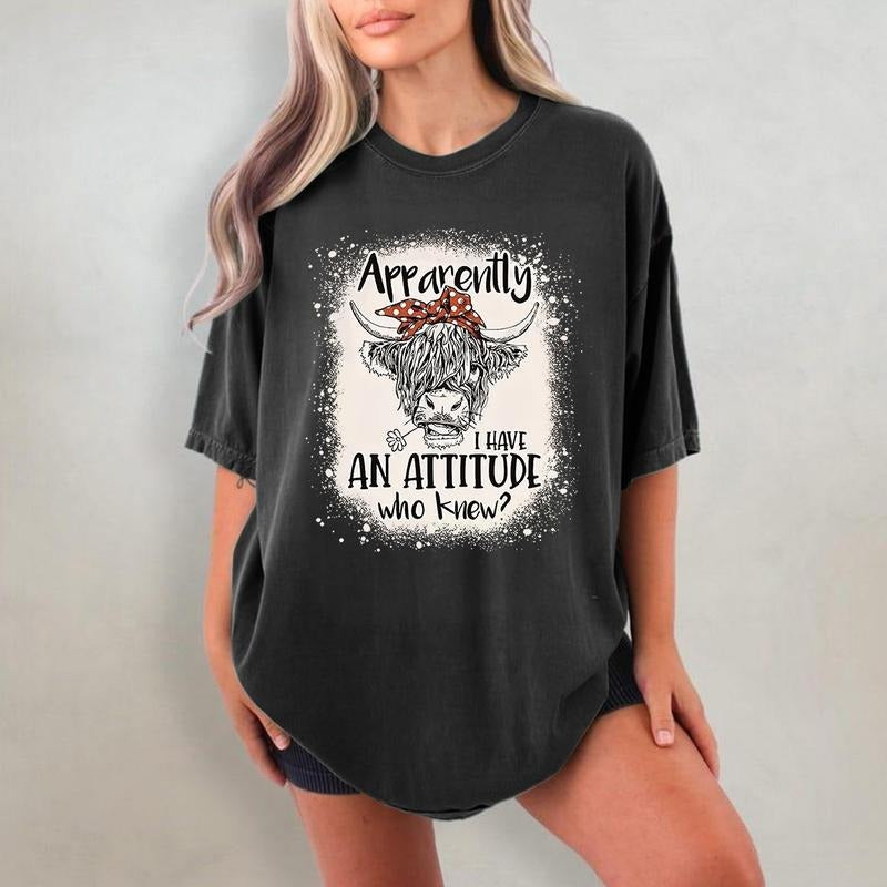Holafish Cow Print Lettering Round Neck Short Sleeve - Adult & Kids T-Shirts, Sweatshirts & Hoodies apparel design preview 1