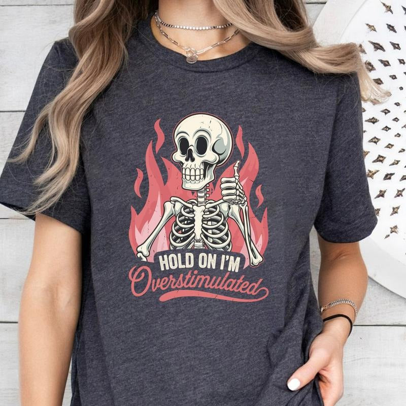 Hold I'M Overstimulated Mental Health Awareness ADHD - Adult & Kids T-Shirts, Sweatshirts & Hoodies apparel design preview 1