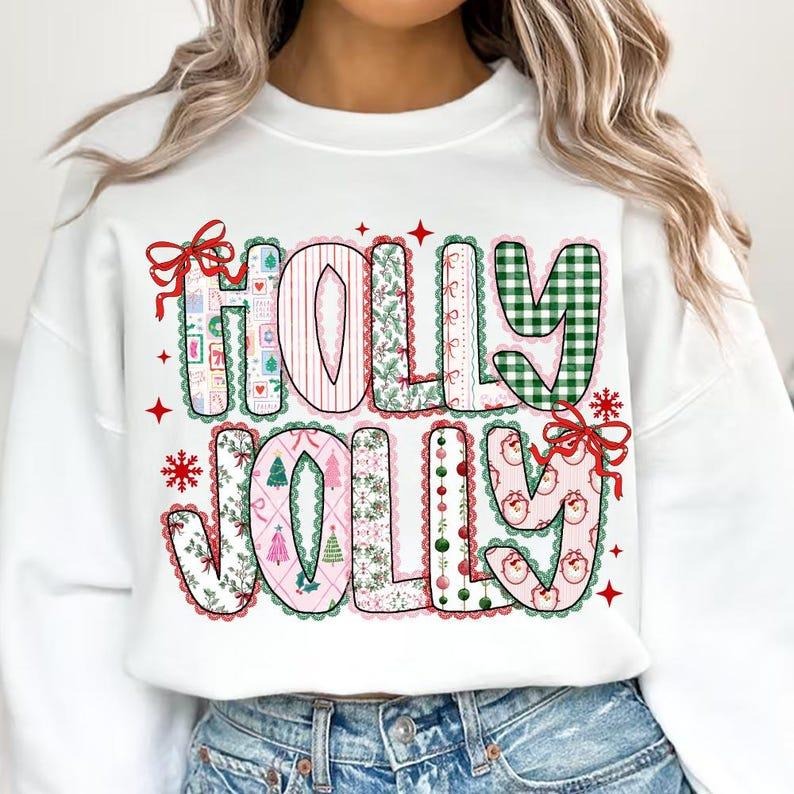 Holly Jolly Patterns Merry Santa Festive Elements - Adult & Kids T-Shirts, Sweatshirts & Hoodies apparel design preview 1