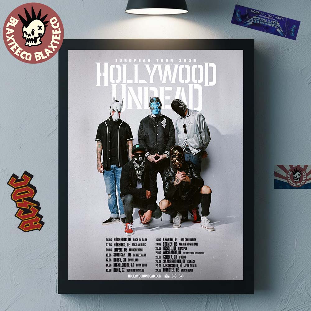 Hollywood Undead Europe Tour 2026 Schedule Dates Home - Adult & Kids T-Shirts, Sweatshirts & Hoodies apparel design preview 1
