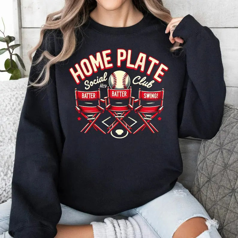 Home Plate Social Club Baseball Mom Game Day Season - Adult & Kids T-Shirts, Sweatshirts & Hoodies apparel design preview 1