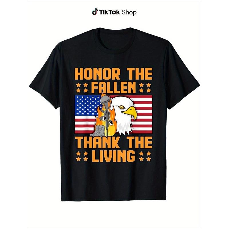 Honor Fallen Thank Living Memorial Day Veteran Casual - Adult & Kids T-Shirts, Sweatshirts & Hoodies apparel design preview 1