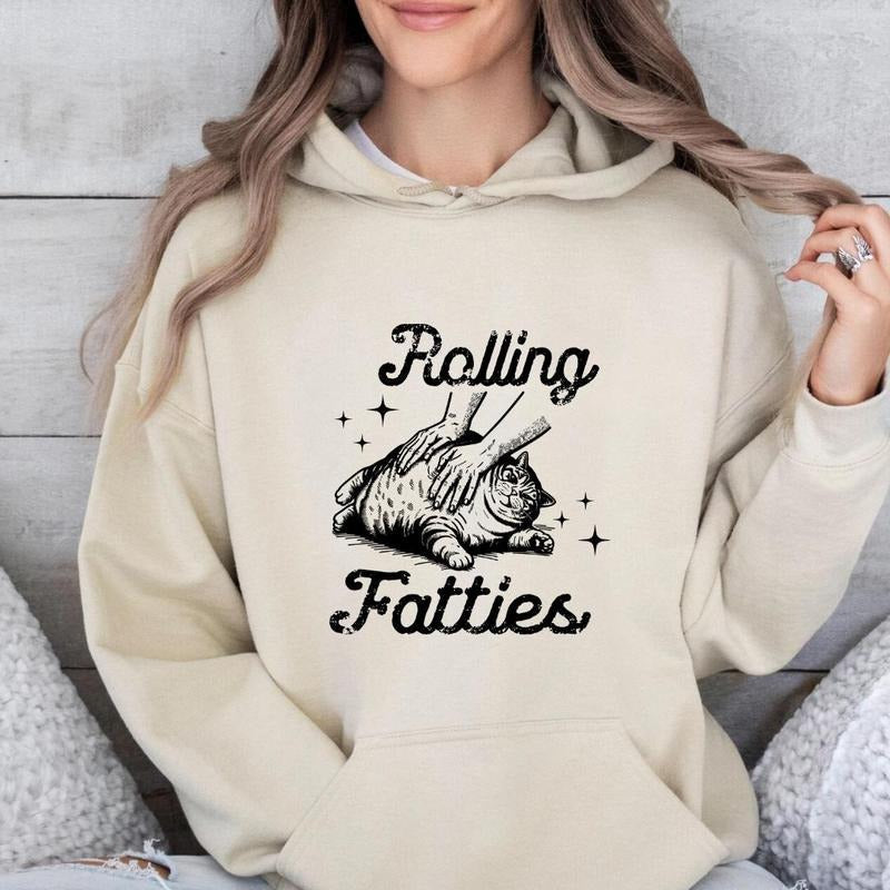 Rolling Fatties Cat Funny 100% Cotton Classic Fit - Adult & Kids T-Shirts, Sweatshirts & Hoodies apparel design preview 1