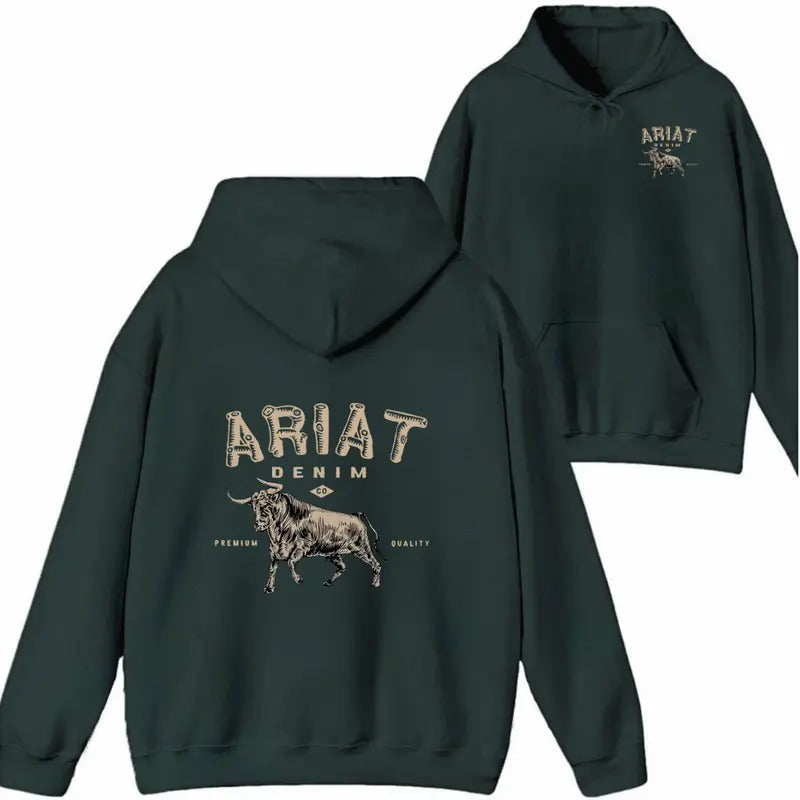 Ariat Denim Western Powerful Bull Logo Made - Adult & Kids T-Shirts, Sweatshirts & Hoodies apparel design preview 1