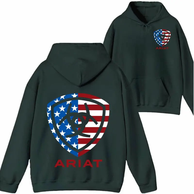 Ariat American Flag Emblem Patriotic Outdoor - Adult & Kids T-Shirts, Sweatshirts & Hoodies apparel design preview 1