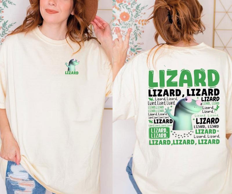Lizard Meme 2 Side Funny Button Him Her - Adult & Kids T-Shirts, Sweatshirts & Hoodies apparel design preview 1