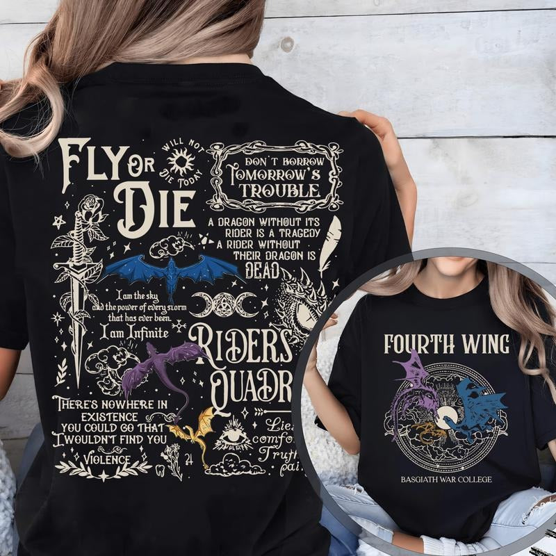 Fourth Wing Basgiath War College Vintage Man 100% - Adult & Kids T-Shirts, Sweatshirts & Hoodies apparel design preview 1