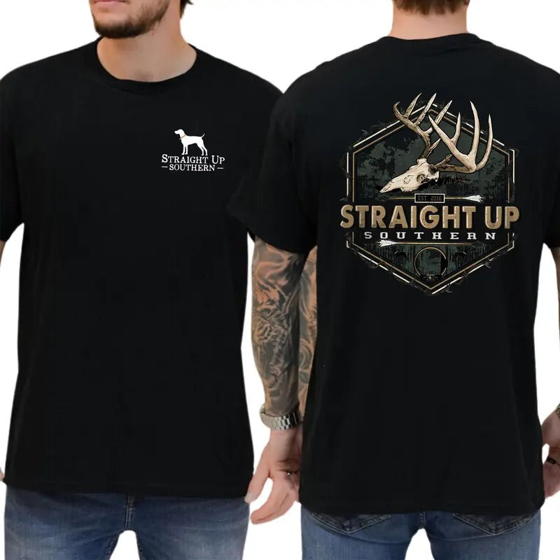 Straight Up Southern Bold Deer Antler - Adult & Kids T-Shirts, Sweatshirts & Hoodies apparel design preview 1