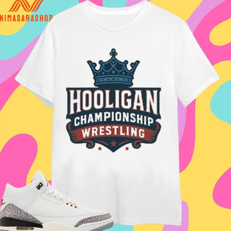 Hooligan Championship Wrestling Retro Logo - Adult & Kids T-Shirts, Sweatshirts & Hoodies apparel design preview 1