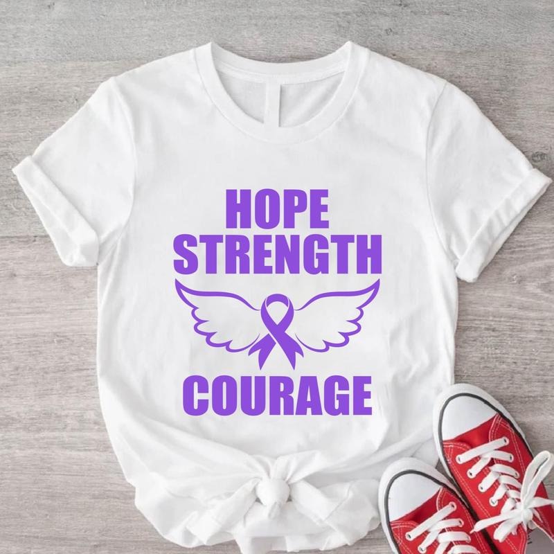 Hope Strength Courage Pancreatic Cancer Awareness - Adult & Kids T-Shirts, Sweatshirts & Hoodies apparel design preview 1