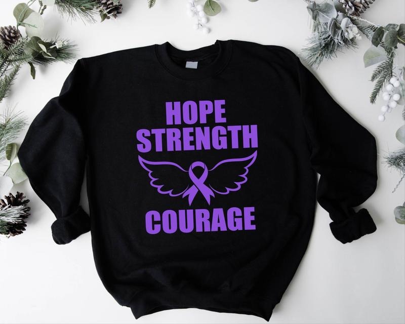 Hope Strength Courage Pancreatic Cancer Awareness - Adult & Kids T-Shirts, Sweatshirts & Hoodies apparel design preview 1