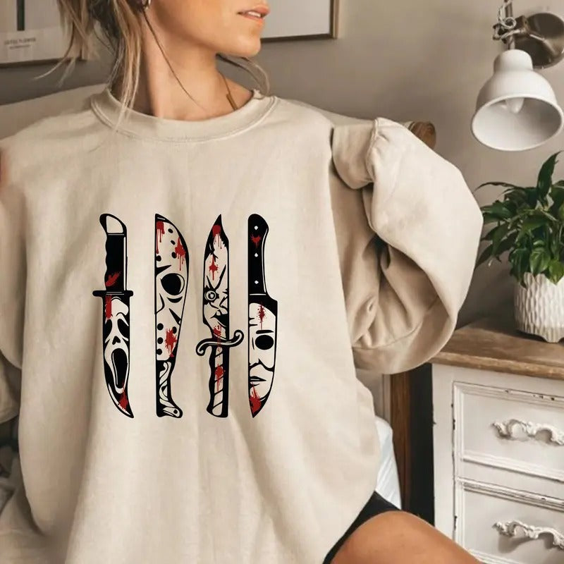 Horror Friends Movie Characters Knives Halloween - Adult & Kids T-Shirts, Sweatshirts & Hoodies apparel design preview 1