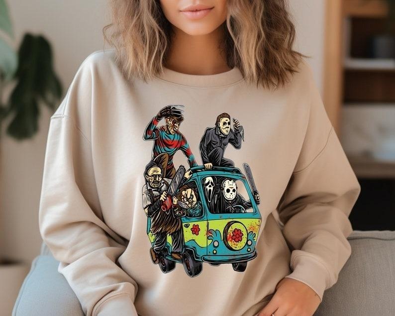 Horror Friends Van Halloween Retro Scary Movie - Adult & Kids T-Shirts, Sweatshirts & Hoodies apparel design preview 1