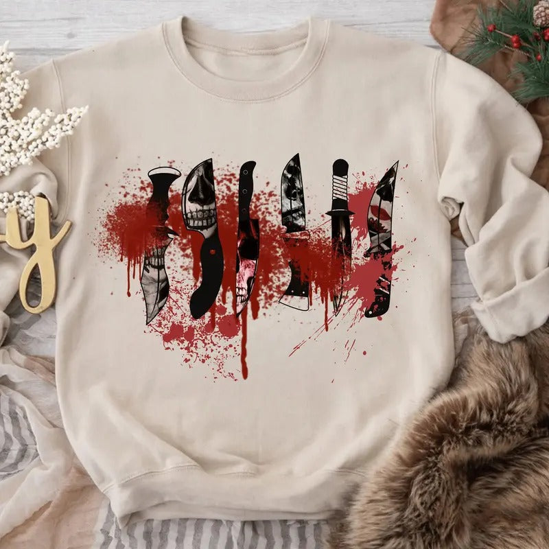 Horror Movie Characters Knives Halloween - Adult & Kids T-Shirts, Sweatshirts & Hoodies apparel design preview 1
