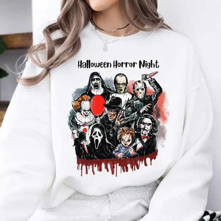 Horror Movie Characters Vintage Option Halloween - Adult & Kids T-Shirts, Sweatshirts & Hoodies apparel design preview 1