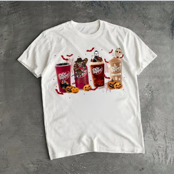 Horror Movie Dr Pepper Halloween Spooky Season - Adult & Kids T-Shirts, Sweatshirts & Hoodies apparel design preview 1