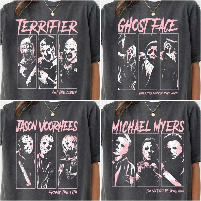 Horror Movie Villains Scary Art Clown Ghostface Mask - Adult & Kids T-Shirts, Sweatshirts & Hoodies apparel design preview 1