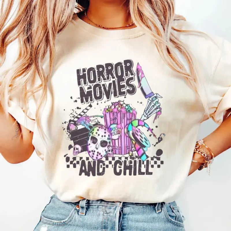 Horror Movies Chill Funny Halloween Movie Film Club - Adult & Kids T-Shirts, Sweatshirts & Hoodies apparel design preview 1